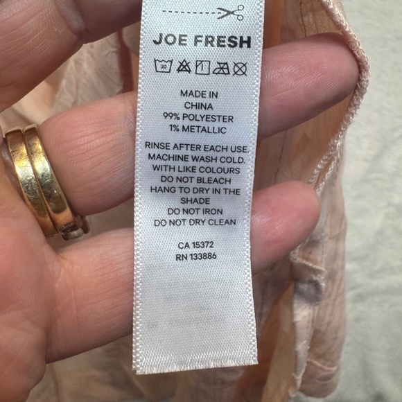 Joe Fresh Roxy Earle Swimsuit Cover-Up Womens Size 3X Peach Sheer V-Neck Blouse - Picture 4 of 8